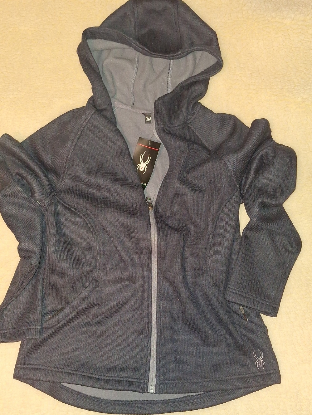 Spyder Navy and Gray Hooded Full-Zip Jacket - Picture 13 of 14